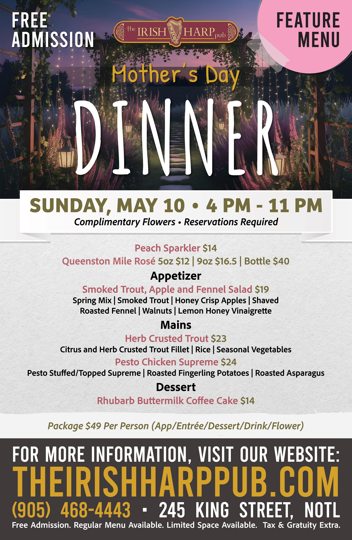 Mother's Day Dinner Menu