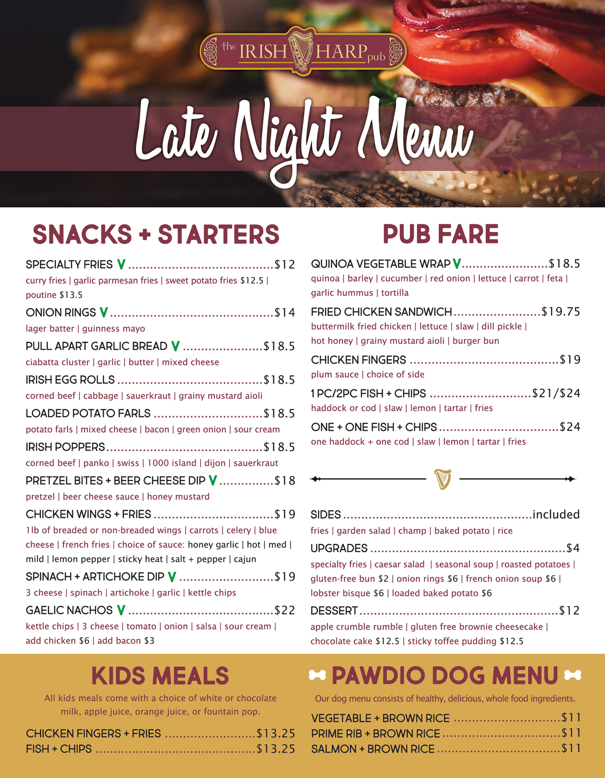 Late Night Menu Summer 2025