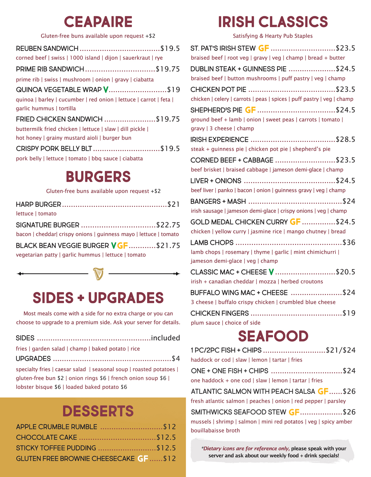 MASTER FOOD MENU Summer 2025 BACK