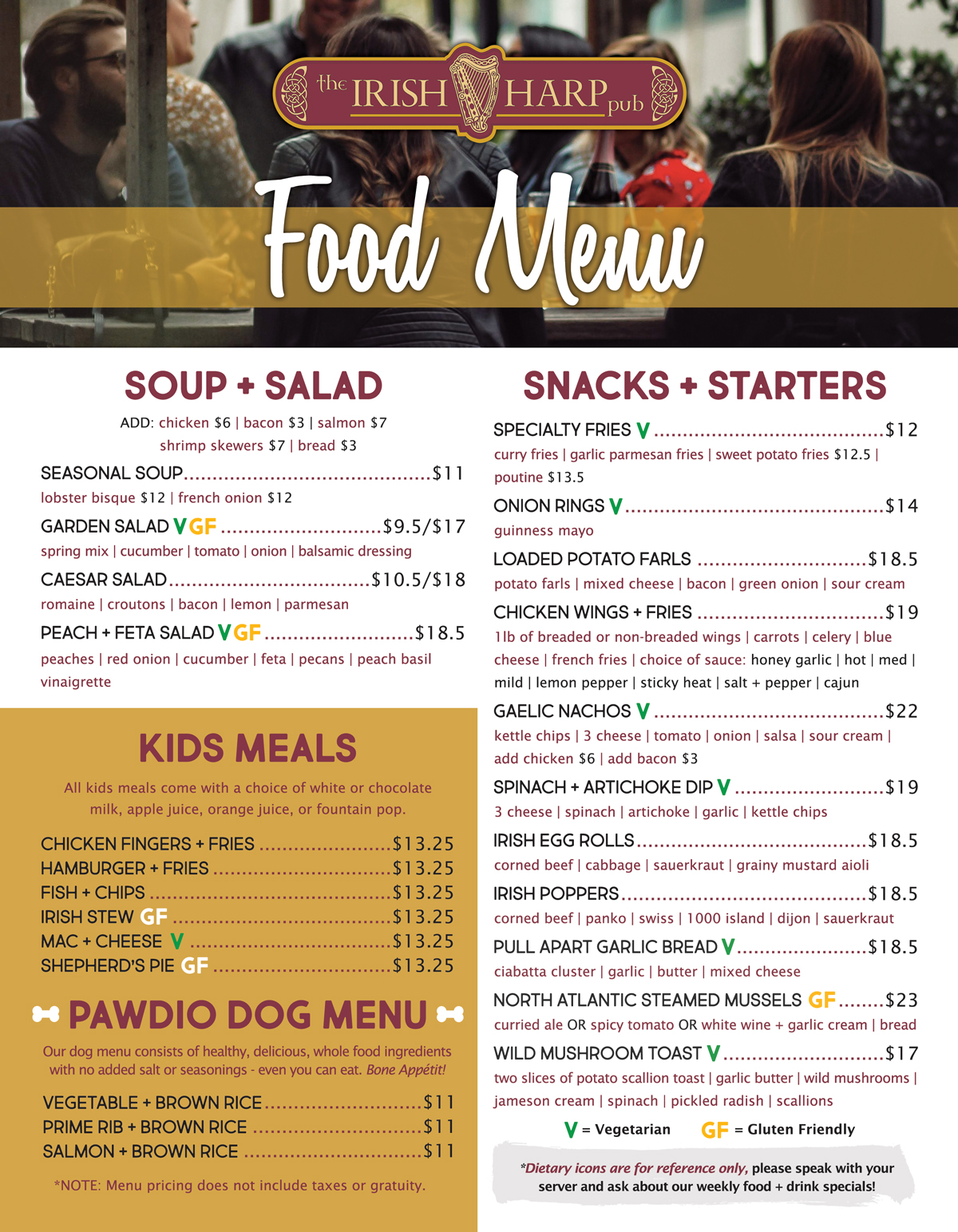 MASTER FOOD MENU Summer 2025 FRONT
