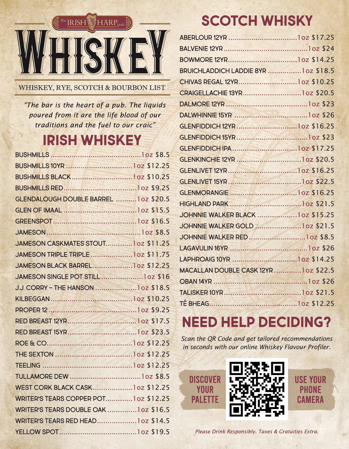 Master Whiskey List 2025 FRONT