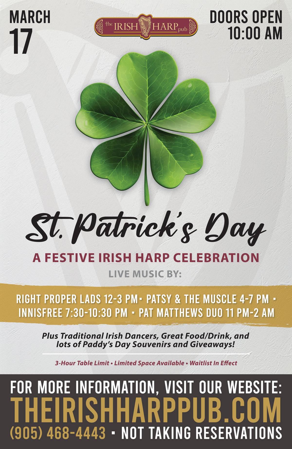 St. Patrick's Day at The Irish Harp Pub Restaurant in Niagara-on-the-Lake